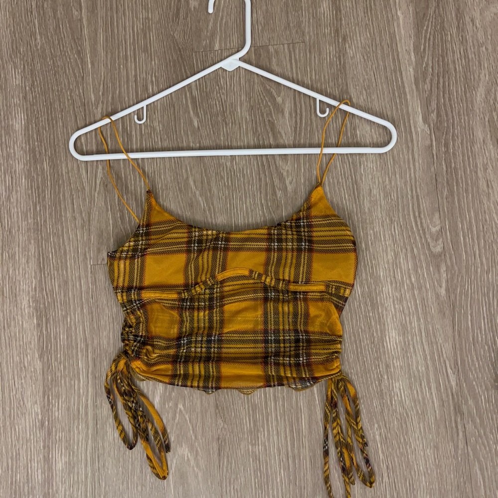 plaid cropped tank top
